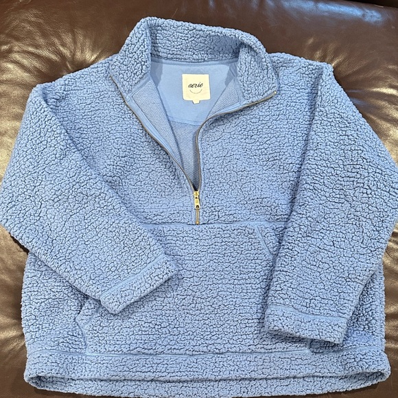 aerie Jackets & Blazers - Aerie Cozy Blue Sherpa Jacket